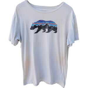 Patagonia Bear Graphic T Shirt Mens Medium Cream Organic Cotton